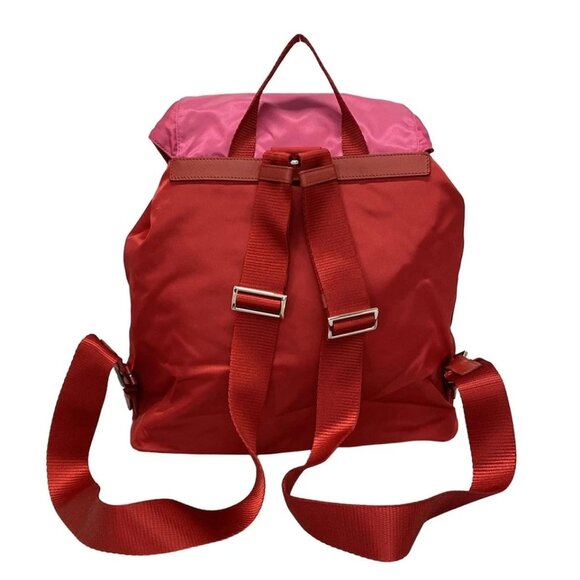 PRADA - Red Pink Orange Nylon Leather Backpack 804-050525 - Picture 2 of 13